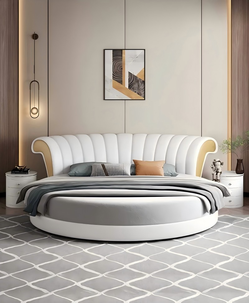 Cama redonda de luxo leve