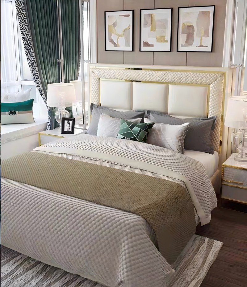 Cama de couro de luxo
