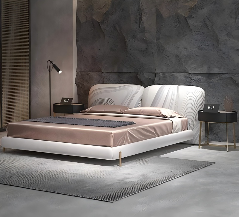Cama de couro de designer de Milano com toque fosco