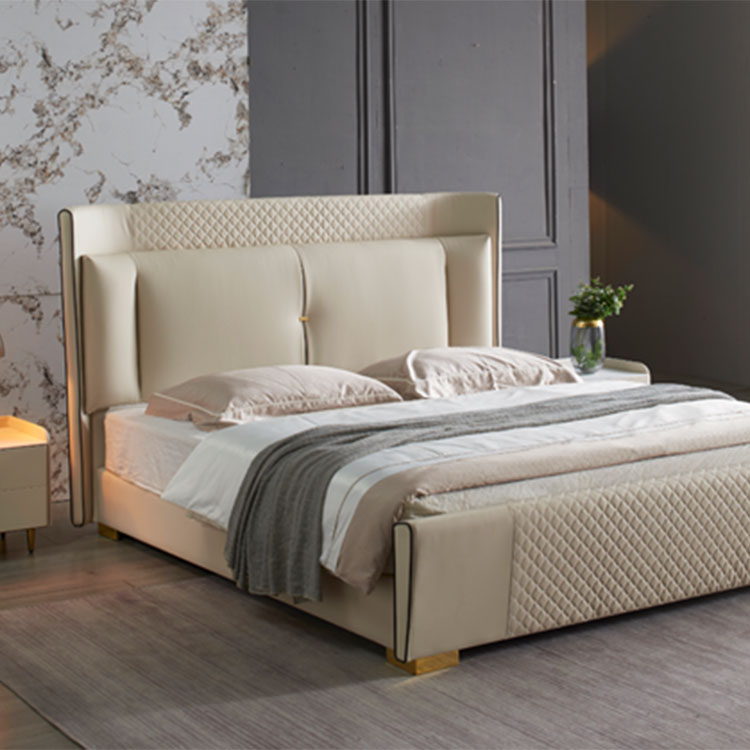 Cama de luxo leve de couro com novo design